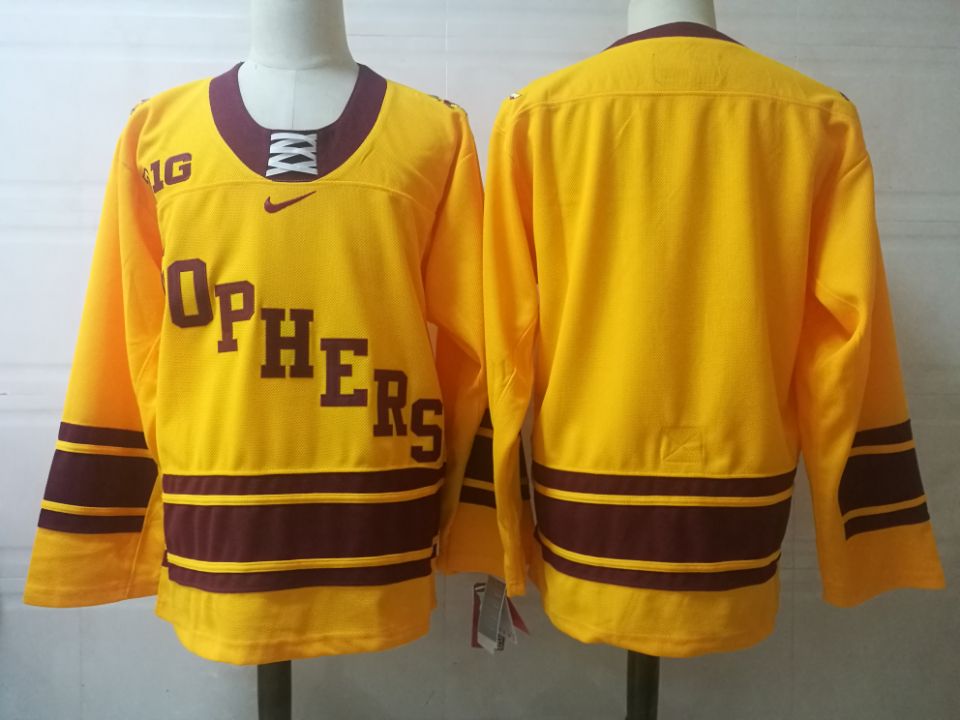 Men's Minnesota Golden Gophers Blank  Gold Nike NCAA College Hockey Jersey