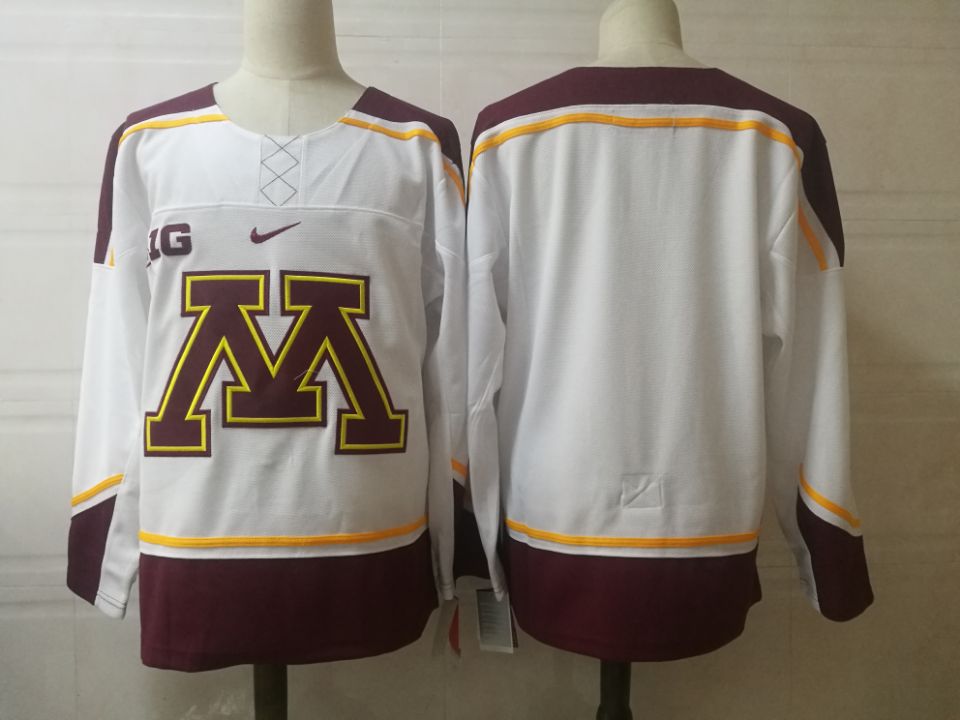 Men's Minnesota Golden Gophers Blank White Nike NCAA College Hockey Jersey