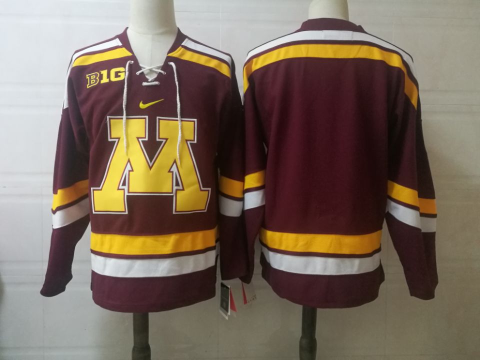 Men's Minnesota Golden Gophers Blank  Maroon Nike NCAA College Hockey Jersey