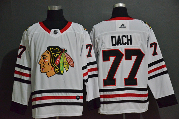 Men's Chicago Blackhawks #77 Kirby Dach  Adidas Away White Jersey