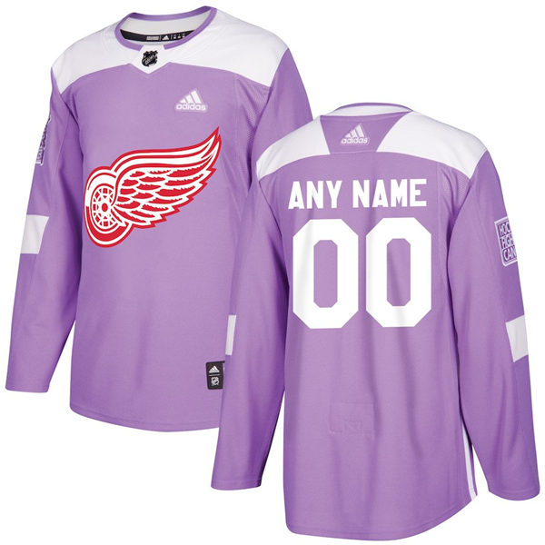 Men's Detroit Red Wings adidas Purple Hockey Fights Cancer Custom Practice Jersey