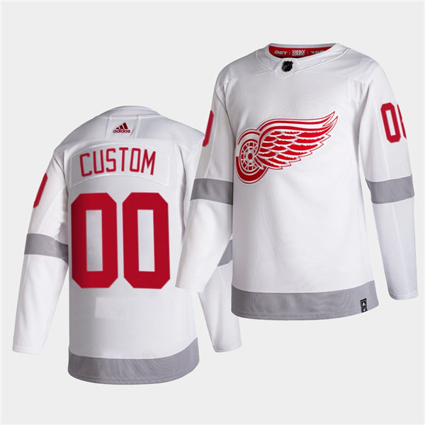 Men's Detroit Red Wings adidas White 2021 Reverse Retro Custom Jersey