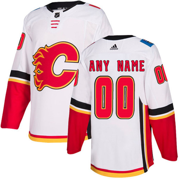 Men's Calgary Flames Adidas White Away Custom Jersey