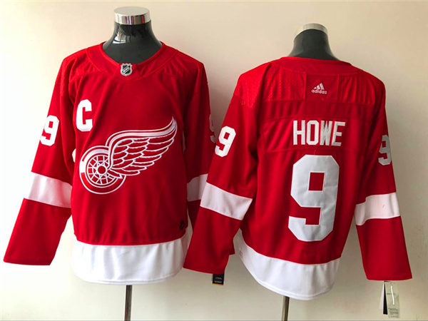 Men's Detroit Red Wings Retired Player #9 Gordie Howe Adidas Home Red Jersey
