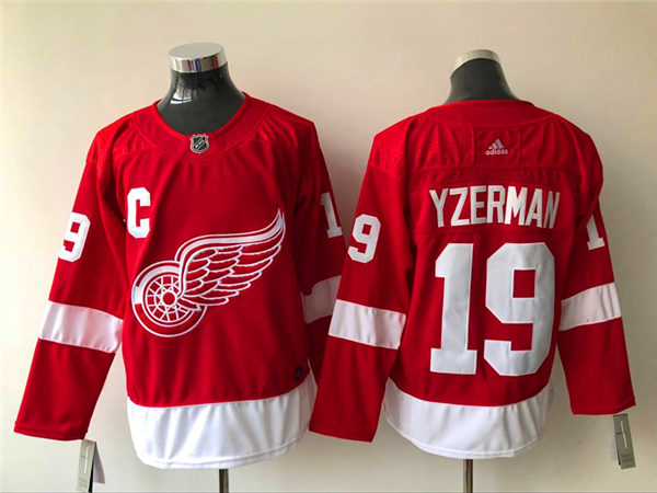 Men's Detroit Red Wings Retired Player #19 Steve Yzerman Adidas Home Red Jersey