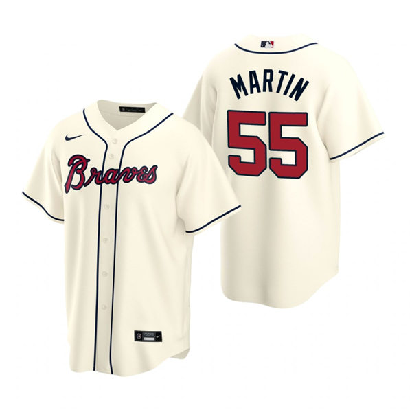 Men's Atlanta Braves #55 Chris Martin  Nike Cream Alternate Cool Base Jersey 