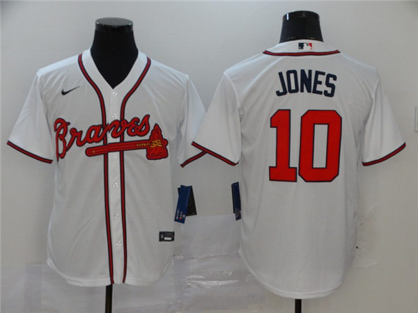 Men's Atlanta Braves Retired Player #10 Chipper Jones Nike Home White Cool Base Jersey