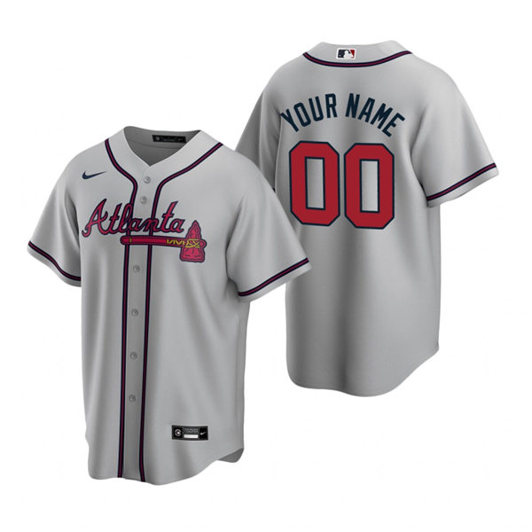 Men's Atlanta Braves Custom Nike Gray Road Stitched MLB Cool Base Jersey