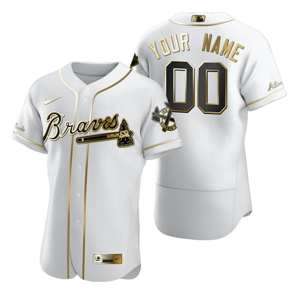 Men's Atlanta Braves Custom Nike White Stitched MLB Golden Edition Flex Base Jersey