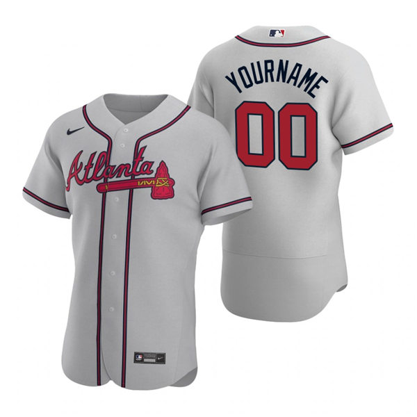 Men's Atlanta Braves Custom Nike Gray Road MLB Flex Base Jersey