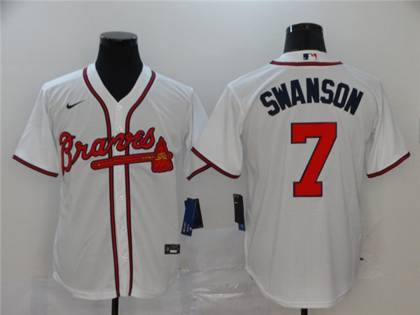 Youth Atlanta Braves #7 Dansby Swanson Nike Home White Cool Base Jersey