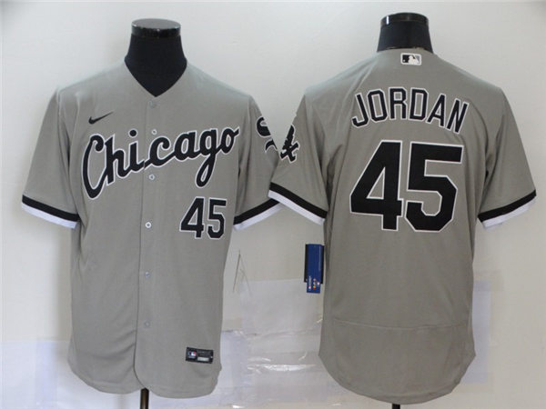 Men's Chicago White Sox Retired Player #45 Michael Jordan Grey Nike MLB Baseball Jersey