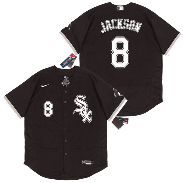 Men's Chicago White Sox Retired Player #8 Bo Jackson Nike Black Alternate MLB Flex Base Jersey
