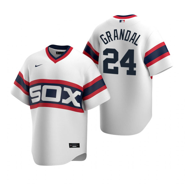 Mens Chicago White Sox #24 Yasmani Grandal Nike White Cooperstown Collection Home Jersey