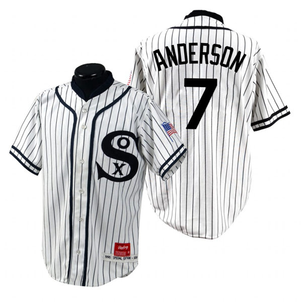Men's Chicago White Sox #7 Tim Anderson White Turn Back the Clock 1990 Throwback Special Edition Jersey
