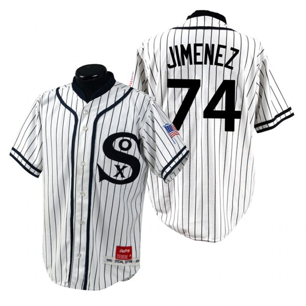 Men's Chicago White Sox #74 Eloy Jimenez White Turn Back the Clock 1990 Throwback Special Edition Jersey