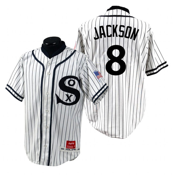 Men's Chicago White Sox Retired Player #8 Bo Jackson White White Turn Back the Clock 1990 Throwback Special Edition Jersey