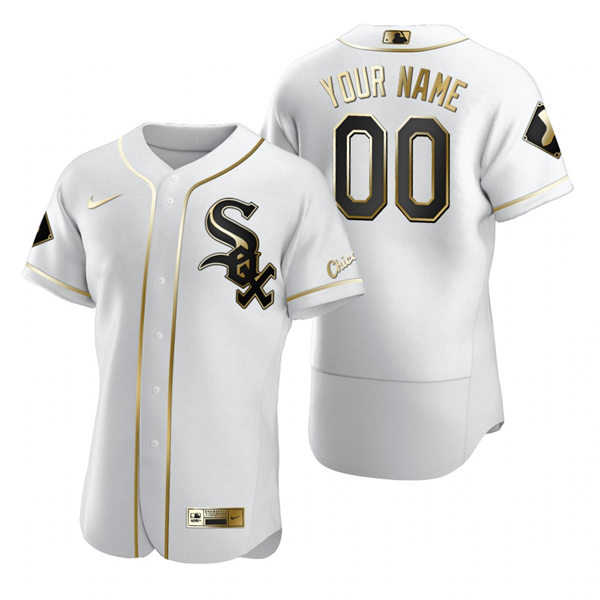 Men's Chicago White Sox Custom Nike White Stitched MLB Flex Base Golden Edition Flex Base Jersey