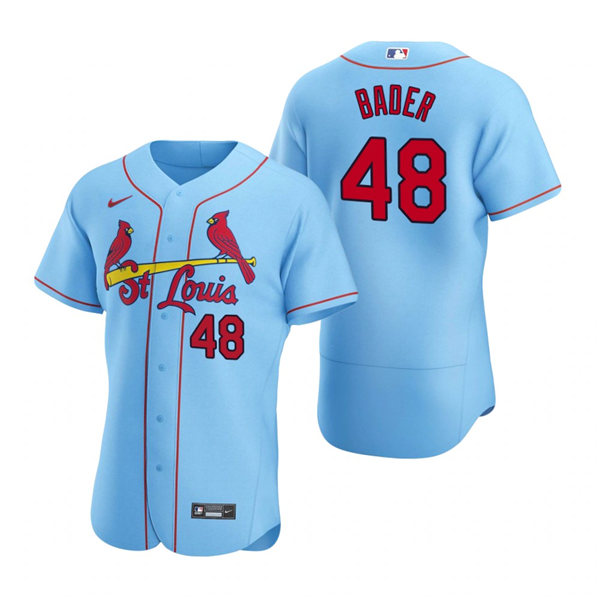 Men's St. Louis Cardinals #48 Harrison Bader Nike Light Blue Alternate Flex Base Jersey