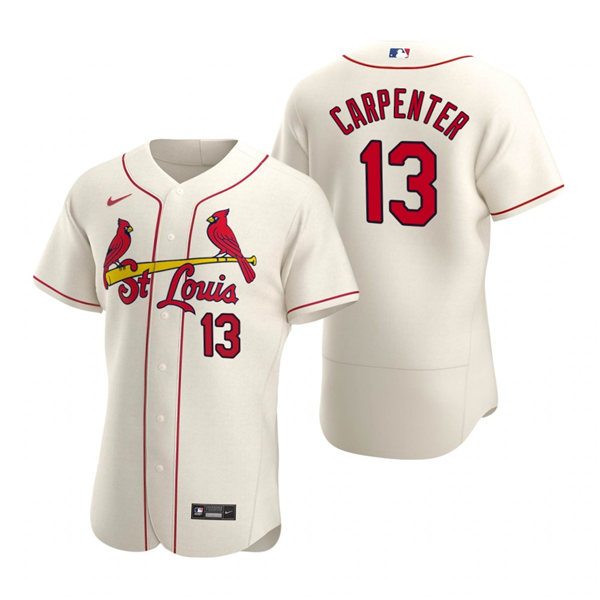Men's St. Louis Cardinals #13 Matt Carpenter Nike Cream Alternate Flex Base Player Jersey 