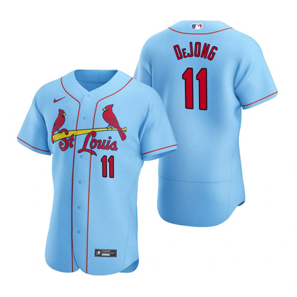 Men's St. Louis Cardinals #11 Paul DeJong Nike Light Blue Alternate Flex Base Jersey