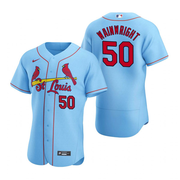 Men's St. Louis Cardinals #50 Adam Wainwright Nike Light Blue Alternate Flex Base Jersey