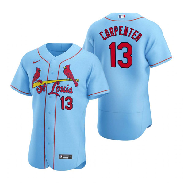 Men's St. Louis Cardinals #13 Matt Carpenter Nike Light Blue Alternate Flex Base Jersey