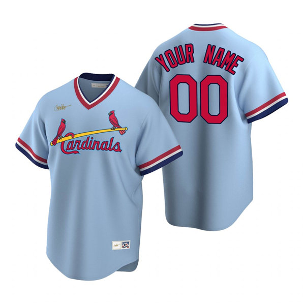 Men's St. Louis Cardinals Custom Nike Light Blue MLB Cooperstown Collection Baseball Jersey
