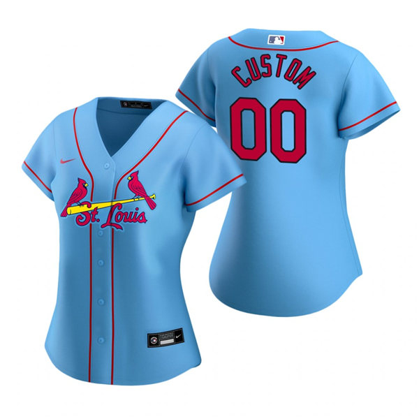 Women's St. Louis Cardinals Custom Nike Light Blue Stitched MLB Cool Base Jersey