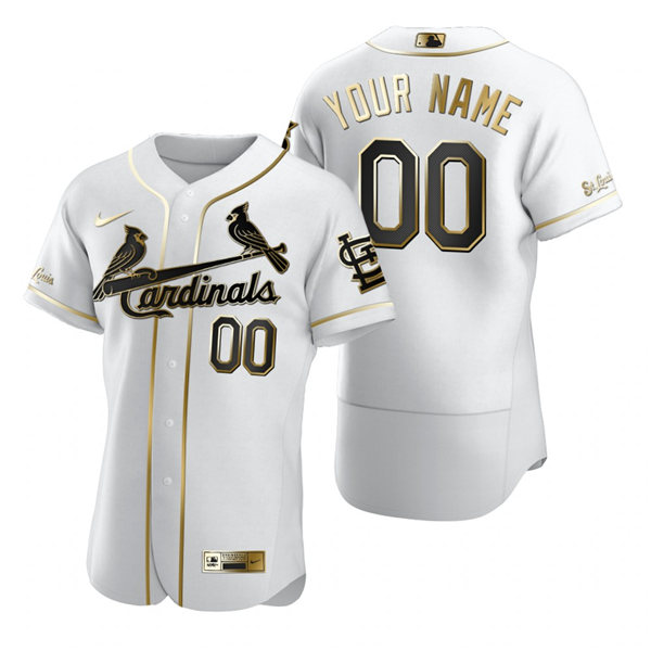 Men's St. Louis Cardinals Custom Nike White Stitched MLB Flex Base Golden Edition Baseball Jersey