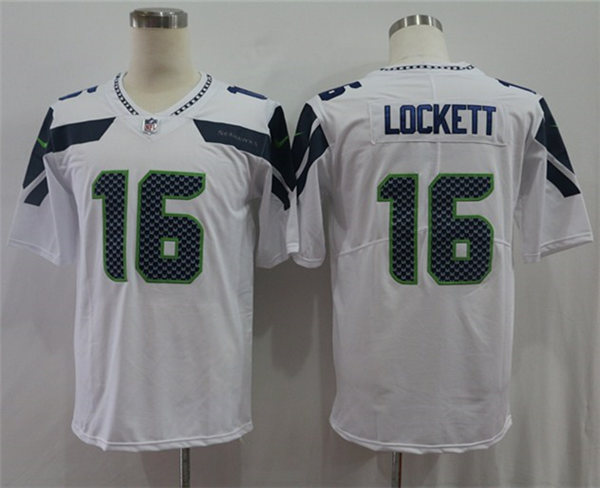Men's Seattle Seahawks #16 Tyler Lockett Nike White Vapor Limited Jersey