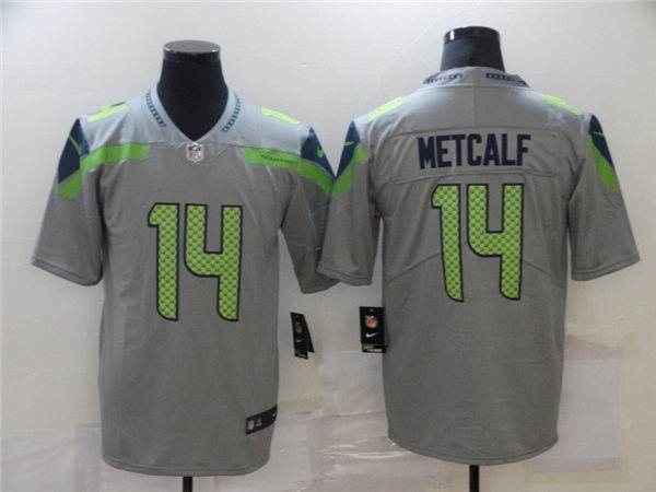 Men's Seattle Seahawks #14 DK Metcalf Grey Nike NFL Inverted Legend Jersey