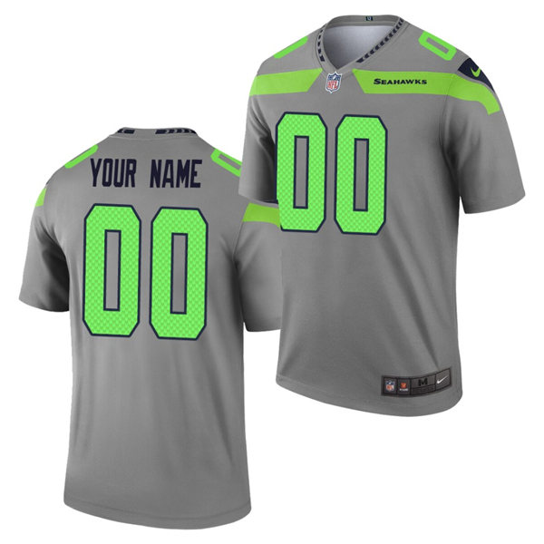 Men Seattle Seahawks Custom Grey Nike NFL Inverted Legend Jersey