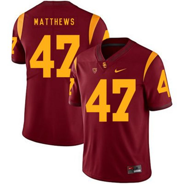 Men's USC Trojans #47 Clay Matthews Red With Name Nike NCAA College Vapor Untouchable Football Jersey