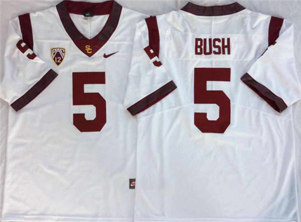 Men's USC Trojans #5 Reggie Bush White With Name Nike NCAA College Vapor Untouchable Football Jersey