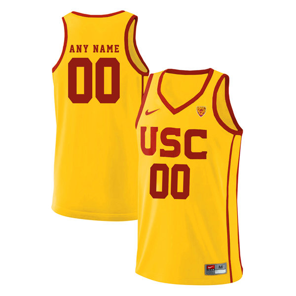 Men's USC Trojans Custom Gold Stitched Nike NCAA COLLEGE Basketball GAME JERSEY