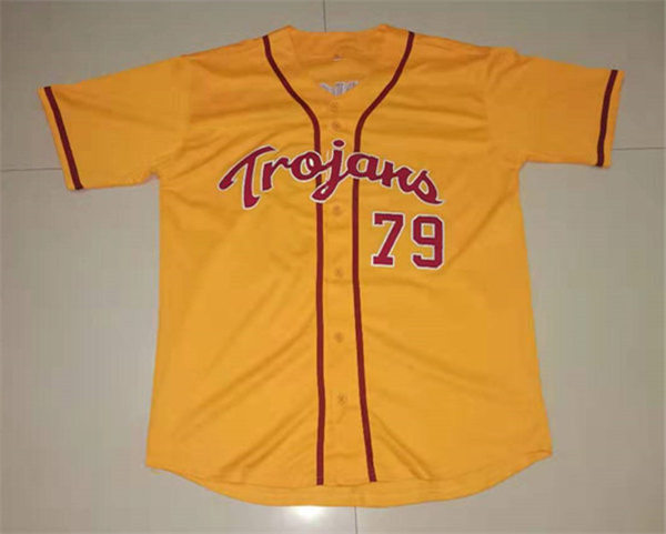 Men's USC Trojans Custom Gold Stitched Nike NCAA COLLEGE Baseball JERSEY