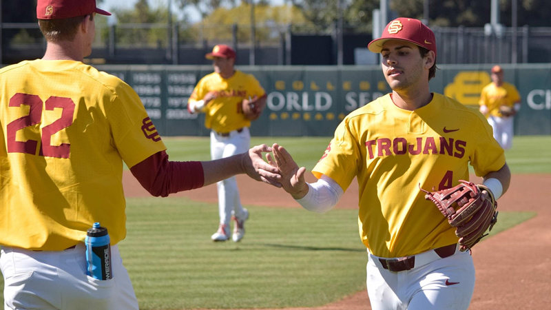 Men's USC Trojans Custom Gold Pullover Stitched Nike NCAA COLLEGE Baseball JERSEY