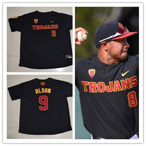 Men's USC Trojans Custom Black Pullover Stitched Nike NCAA COLLEGE Baseball JERSEY
