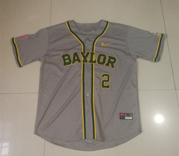 Mens Baylor Bears #2 Nick Loftin Nike Grey NCAA College Baseball Jersey