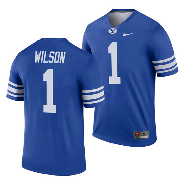 Men's BYU Cougars #1 Zach Wilson Nike Royal College Football Jersey