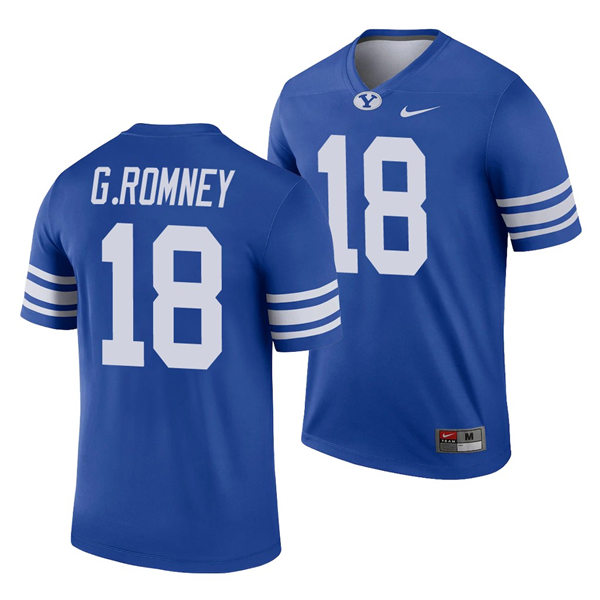 Men's BYU Cougars #18 Gunner Romney Nike Royal College Football Jersey