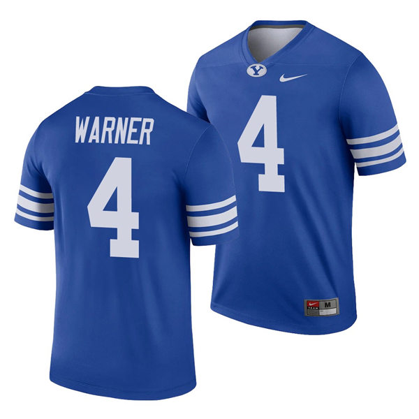 Men's BYU Cougars #4 Troy Warner Nike Royal College Football Jersey