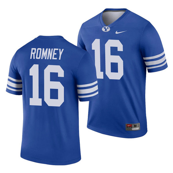 Men's BYU Cougars #16 Baylor Romney Nike Royal College Football Jersey