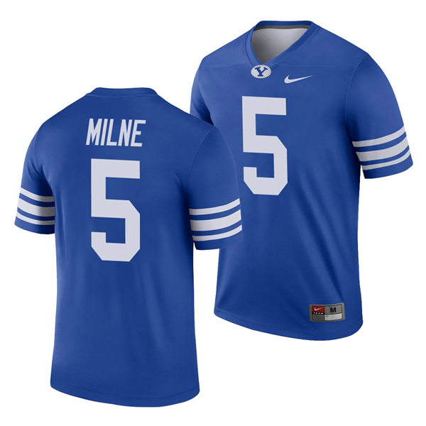 Men's BYU Cougars #5 Dax Milne Nike Royal College Football Jersey
