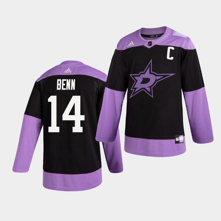 Men Dallas Stars #14 Jamie Benn adidas Third Blackout Jersey