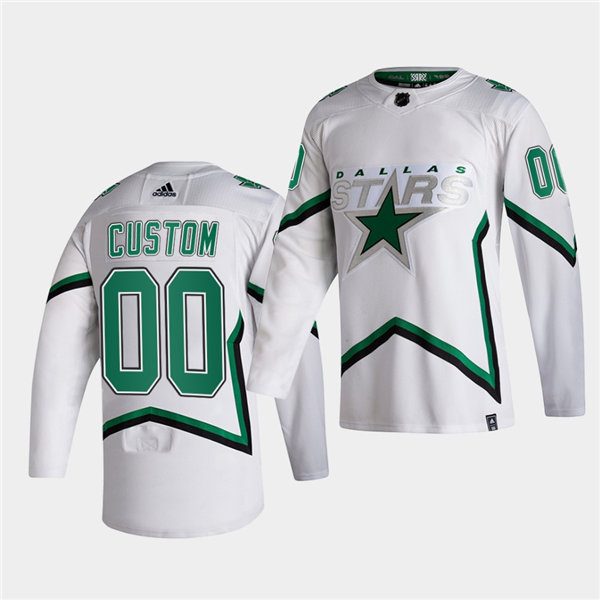 Men's Dallas Stars adidas 2021 Reverse Retro Custom White Jersey