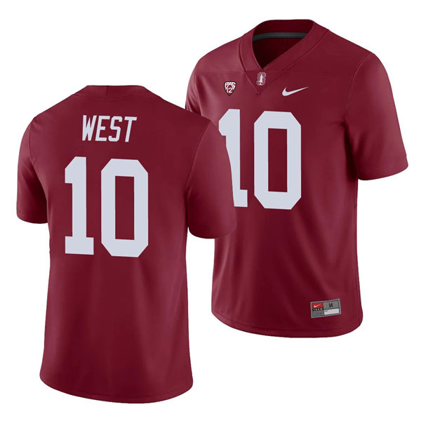 Men's Stanford Cardinal #10 Jack West Nike Cardinal NCAA College Football Game Jersey