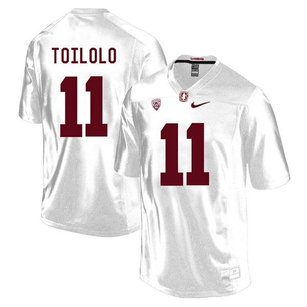 Men's Stanford Cardinal #11 Levine Toilolo Nike White NCAA College Football Game Jersey