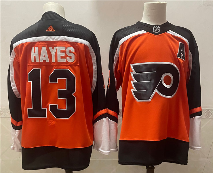 Mens Philadelphia Flyers #13 Kevin Hayes adidas 2020-21 Reverse Retro Orange Jersey
